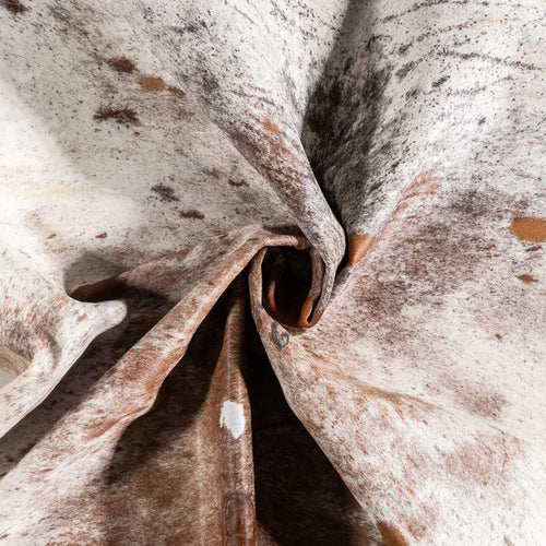 Vintage Brown Salt and Pepper Cowhide Rug Size 7'5" L x 5'11" W 6318