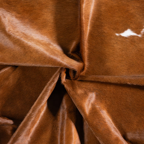 Brazilian Brown and White Cowhide Rug Size 7'10" L x 6'9" W 6019