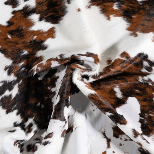 Vintage White Tricolor Cowhide Rug Size 6'5" L x 5'9" W 4310