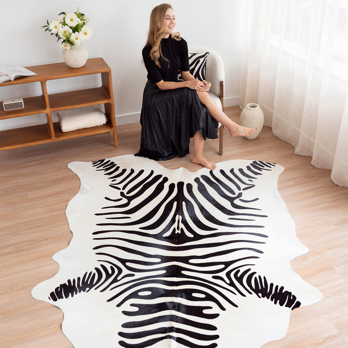 Zebra Cowhide Rug