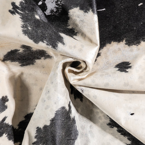 Vintage Black and White Cowhide Rug Size 7'8" L x 6'6" W 6320