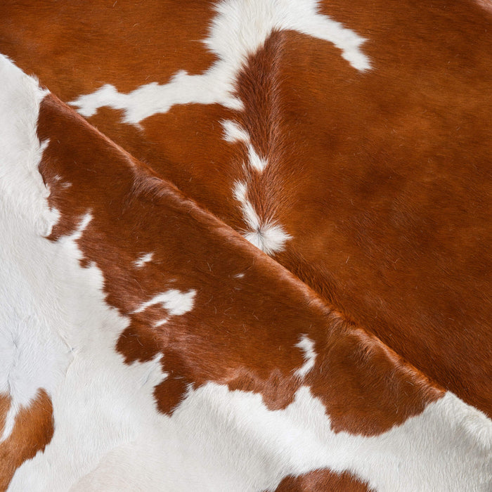 Brown and White Cowhide Rug Size 8'1" L x 6'8" W 6409