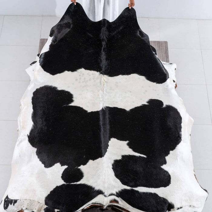 Black and White Cowhide Rug Size 7'10" L x 6'11" W 6212