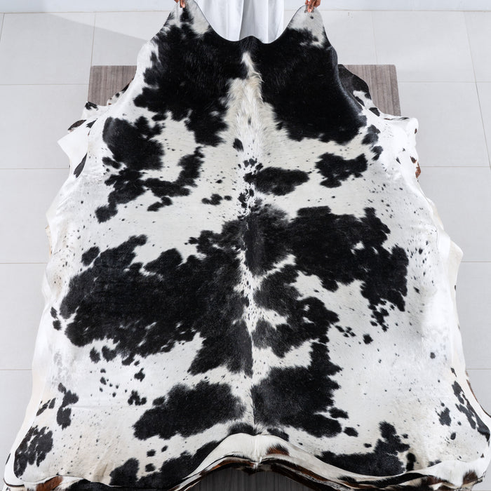 Black and White Cowhide Rug Size 7'4" L x 6'9" W 6213