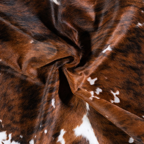 Vintage Brindle White Belly Cowhide Rug Size 5'11" L x 5'11" W 4314