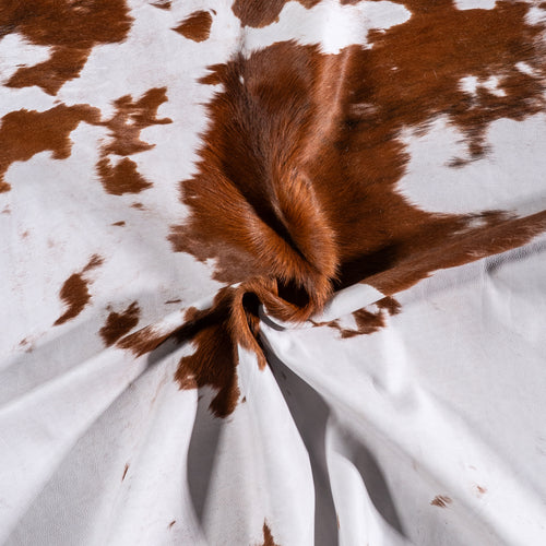 Vintage Tricolor Cowhide Rug Size 6'9" L x 6'1" W 5524