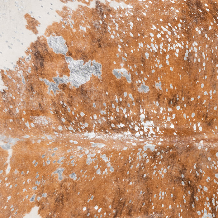 Brazilian Silver Metallic Cowhide Rug Size 7'5" L x 6'9" W 9097