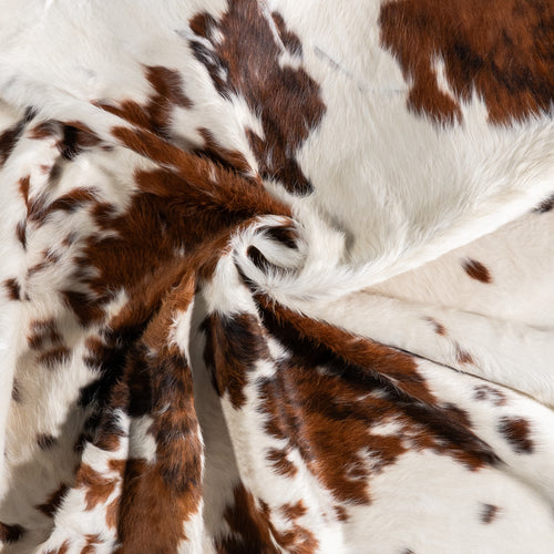 Vintage White Tricolor Cowhide Rug Size 6'10" L x 7'0" W 6325