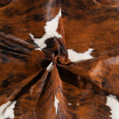 Tricolor Brindle Mix Cowhide Rug Size 7'5" L x 7'0" W 5412