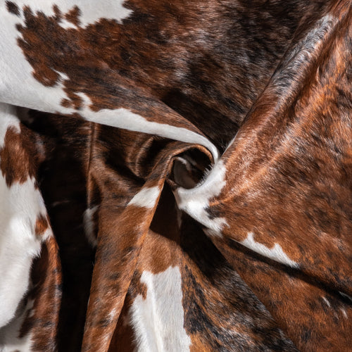 Vintage Tricolor Cowhide Rug Size 7'10" L x 5'11" W 6327