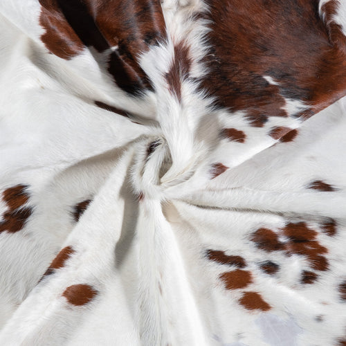 Vintage White Tricolor Cowhide Rug Size 7'10" L x 6'5" W 6627