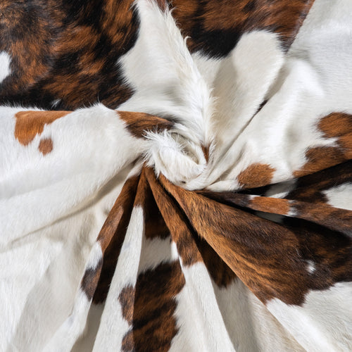 White Tricolor Cowhide Rug Size 7'5" L x 6'5" W 6214