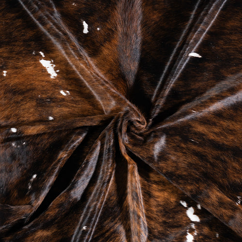 Vintage Brindle White Belly Cowhide Rug Size 7'10" L x 7'0" W 4316