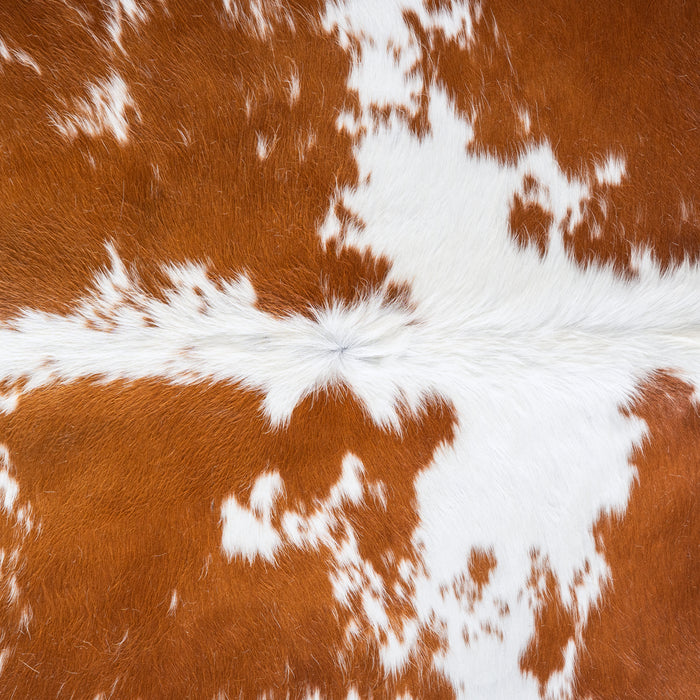Brown and White Cowhide Rug Size 6'8" L x 6'7" W 5014