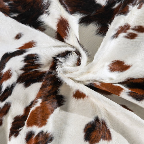 White Tricolor Cowhide Rug Size 7'6" L x 6'8" W 6215