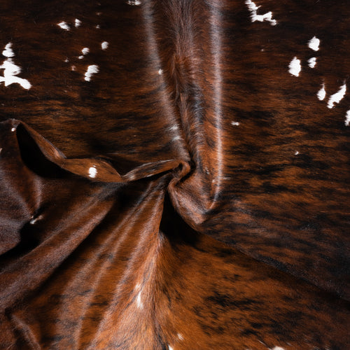 Vintage Brindle White Belly Cowhide Rug Size 6'10" L x 5'6" W 4317