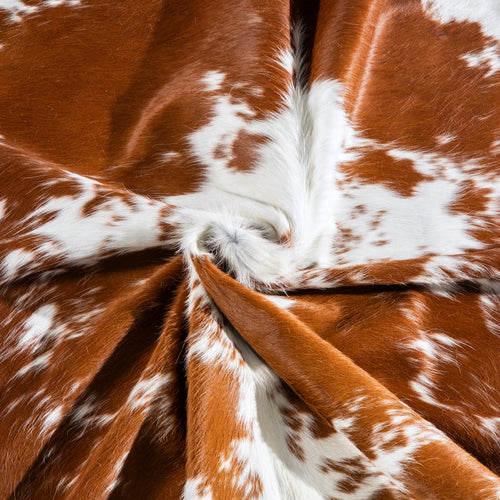 Brown and White Cowhide Rug Size 6'8" L x 6'7" W 5014