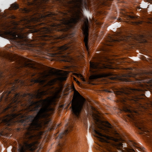 Vintage Brindle White Belly Cowhide Rug Size 7'1" L x 6'5" W 4318