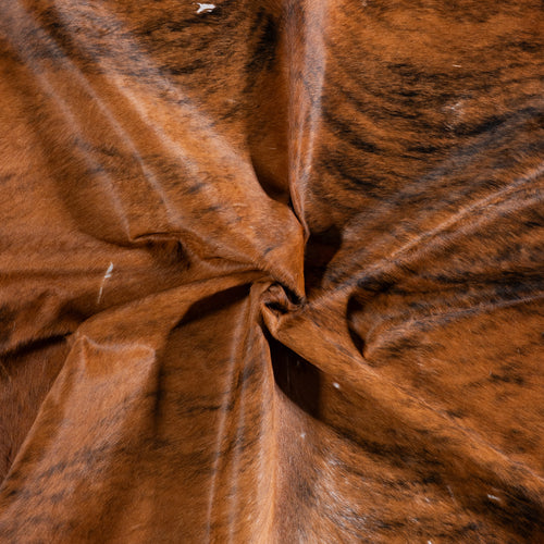 Vintage Brindle White Belly Cowhide Rug Size 7'11" L x 7'1" W 5532