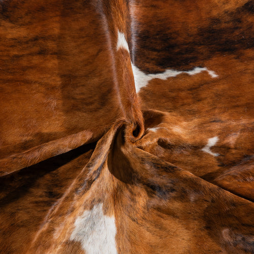 Tricolor Brindle Mix Cowhide Rug Size 7'3" L x 6'7" W 5417