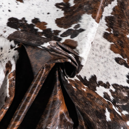 Vintage Tricolor Cowhide Rug Size 7'6" L x 7'0" W 6336