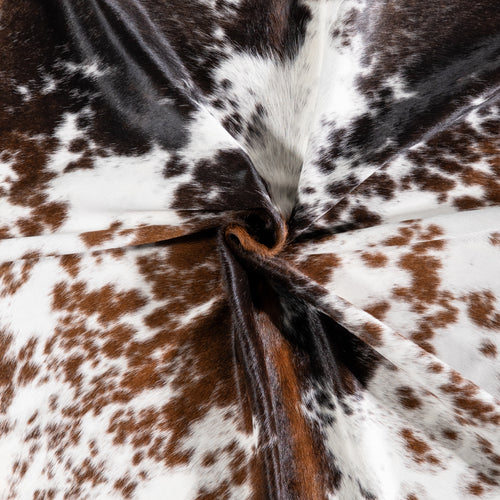 Brazilian Chocolate and White Cowhide Rug Size 6'8" L x 5'6" W 5134