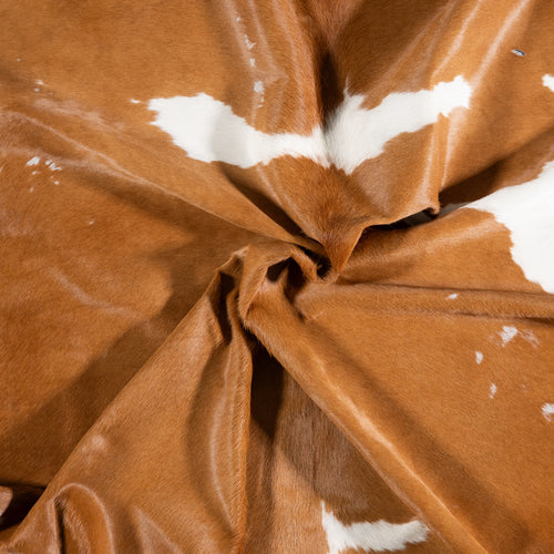 Vintage Brown and White Cowhide Rug Size 8'2" L x 7'5" W 4322