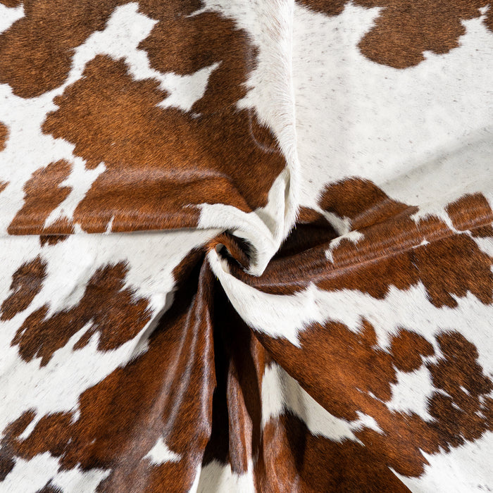 Brazilian Chocolate and White Cowhide Rug Size 6'10" L x 6'1" W 5138