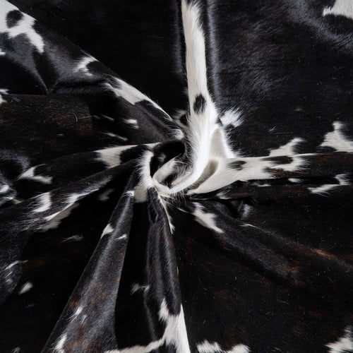 Dark Tricolor Cowhide Rug Size 8'1" L x 7'5" W 6419