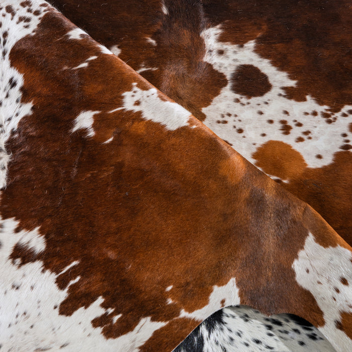 Brown and White Cowhide Rug Size 6'5" L x 6'2" W 4017