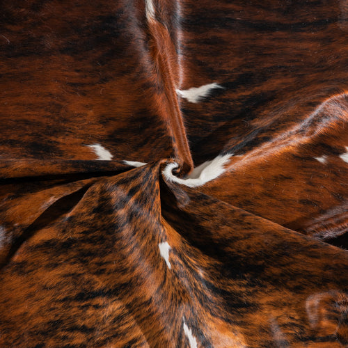 Tricolor Brindle Mix Cowhide Rug Size 7'9" L x 6'3" W 5422