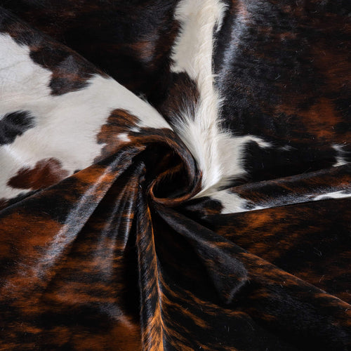 Tricolor Brindle Mix Cowhide Rug Size 8'0" L x 6'2" W 6421