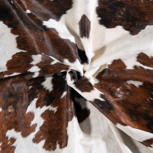 Vintage White Tricolor Cowhide Rug Size 7'10" L x 7'2" W 5545