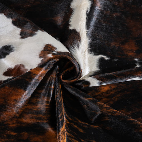 Tricolor Brindle Mix Cowhide Rug Size 8'0" L x 6'2" W 6421