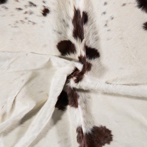 Brazilian Chocolate and White Cowhide Rug Size 7'9" L x 6'10" W 4539