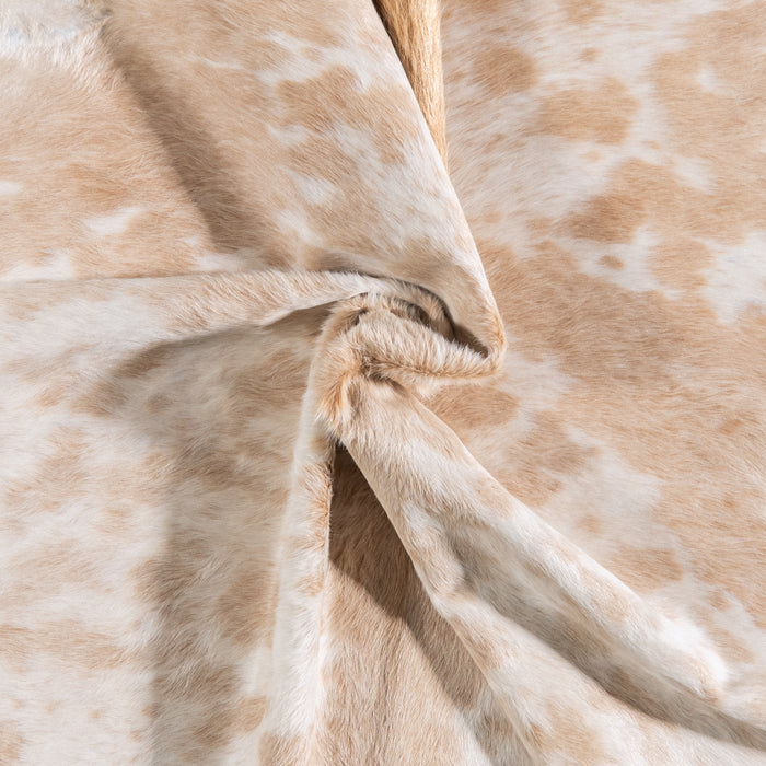 Brazilian Palomino and White Cowhide Rug Size 6'8" L x 6'6" W 4852