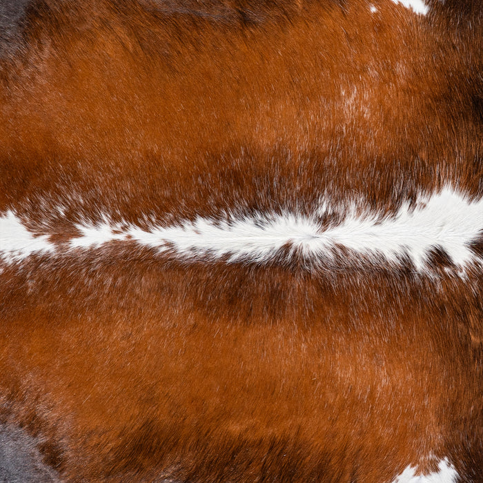 Brazilian Brown and White Cowhide Rug Size 6'10" L x 6'3" W 5150