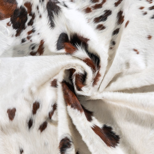 White Tricolor Cowhide Rug Size 6'8" L x 5'8" W 6226