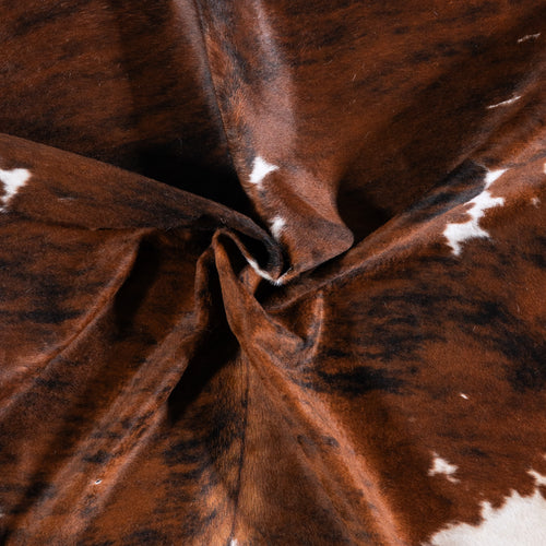 Vintage Tricolor Brindle Mix Cowhide Rug Size 6'4" L x 5'11" W 4332