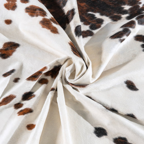 White Tricolor Cowhide Rug Size 7'11" L x 7'1" W 6227