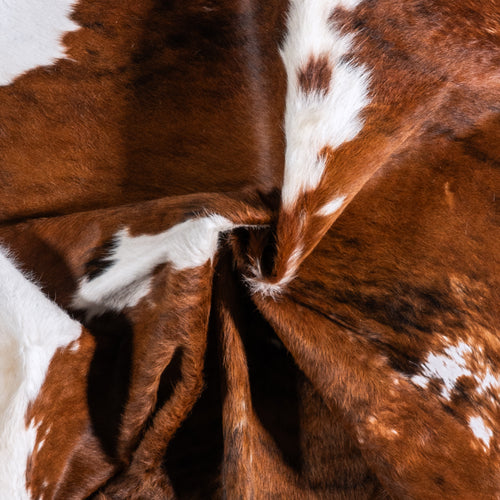 Vintage Tricolor Brindle Mix Cowhide Rug Size 6'11" L x 5'8" W 6354