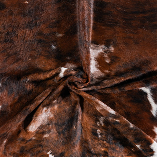 Vintage Tricolor Brindle Mix Cowhide Rug Size 6'10" L x 5'8" W 4333