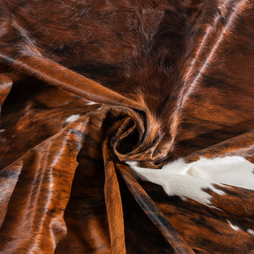 Tricolor Brindle Mix Cowhide Rug Size 7'11" L x 7'1" W 6424