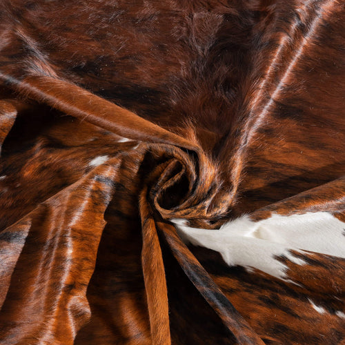 Tricolor Brindle Mix Cowhide Rug Size 7'11" L x 7'1" W 6424