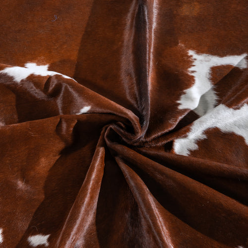 Brown and White Cowhide Rug Size 7'5" L x 6'8" W 4021