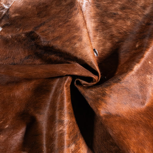 Vintage Brindle White Belly Cowhide Rug Size 6'5" L x 5'9" W 6356