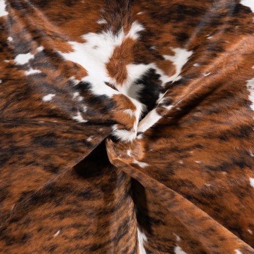 Vintage Tricolor Brindle Mix Cowhide Rug Size 6'11" L x 6'5" W 5555