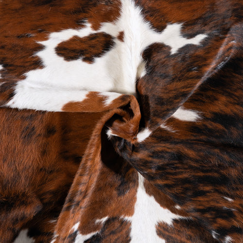 Vintage Tricolor Cowhide Rug Size 6'4" L x 6'1" W 4335