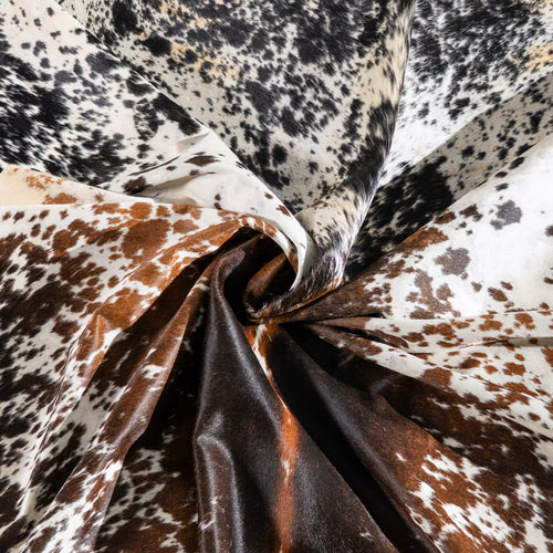 Chocolate and White Cowhide Rug Size 8'2" L x 7'2" W 6426