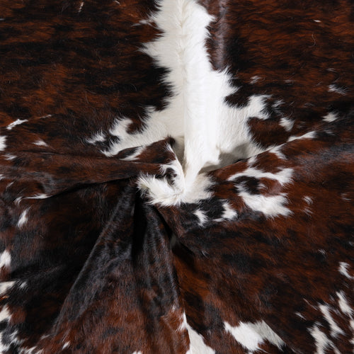 Vintage Tricolor Cowhide Rug Size 6'11" L x 6'9" W 4336